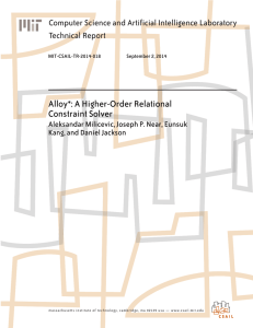 Alloy*: A Higher-Order Relational Constraint Solver Computer Science and Artificial Intelligence Laboratory