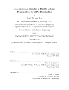 Heat and Mass Transfer in Bubble Column Dehumidifiers for HDH Desalination