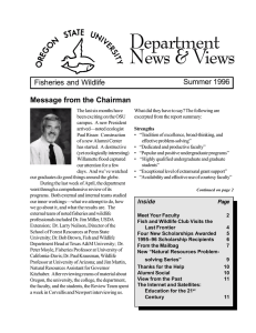 Department News &amp; Views Summer 1996 Fisheries and Wildlife