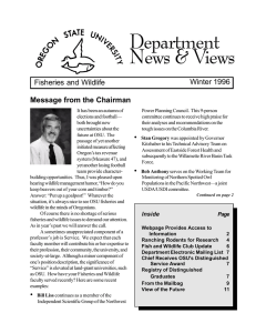 Department News &amp; Views Winter 1996 Fisheries and Wildlife