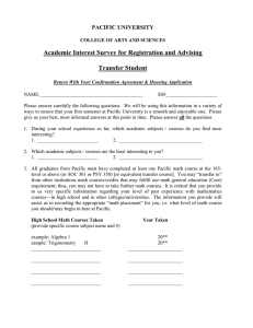 Academic Interest Survey for Registration and Advising  Transfer Student PACIFIC UNIVERSITY