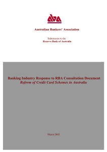 Banking Industry Response to RBA Consultation Document Australian Bankers’ Association