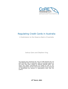 Regulating Credit Cards in Australia  Joshua Gans and Stephen King