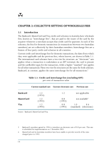 CHAPTER 2: COLLECTIVE SETTING OF WHOLESALE FEES 2.1 Introduction