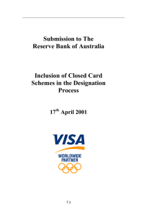 Submission to The Reserve Bank of Australia  Inclusion of Closed Card