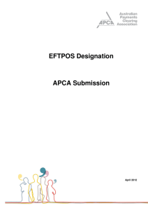 EFTPOS Designation  APCA Submission April 2012