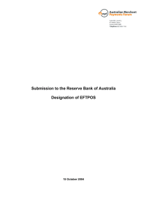 Submission to the Reserve Bank of Australia Designation of EFTPOS