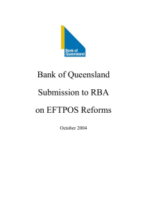 Bank of Queensland Submission to RBA on EFTPOS Reforms October 2004