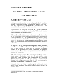 A. THE BOTTOM LINE  REFORM OF CARD PAYMENTS SYSTEMS
