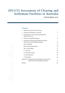 2011/12 Assessment of Clearing and Settlement Facilities in Australia September 2012 Contents