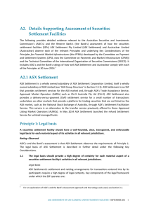 A2.  Details Supporting Assessment of Securities Settlement Facilities