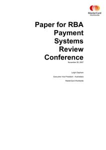 Paper for RBA Payment Systems Review