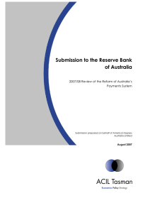 Submission to the Reserve Bank of Australia