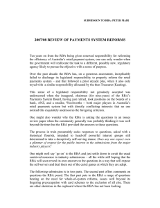 2007/08 REVIEW OF PAYMENTS SYSTEM REFORMS