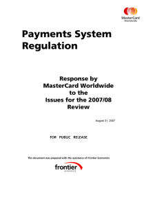 Payments System Regulation  Response by