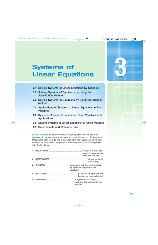 3 Systems Of Linear Equations