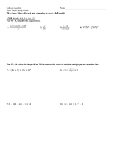 College Algebra  Name Final Exam Study Guide