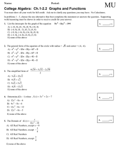 College Algebra:  Ch.1-2.2  Graphs and Functions