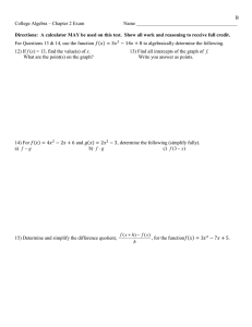 B College Algebra – Chapter 2 Exam  Name