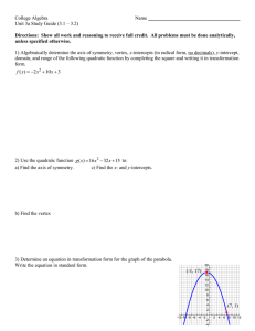 College Algebra  Name Unit 3a Study Guide (3.1 – 3.2)