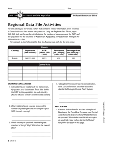Regional Data File Activities 5 Unit Russia and the Republics