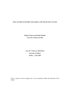 REAL INCOME, ECONOMIC WELL-BEING AND THE QUALITY OF LIFE University of