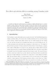 Peer effects and selection effects on smoking among Canadian youth