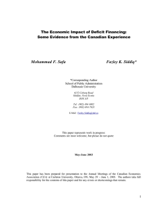 Mohammad F. Safa Fazley K. Siddiq* The Economic Impact of Deficit Financing: