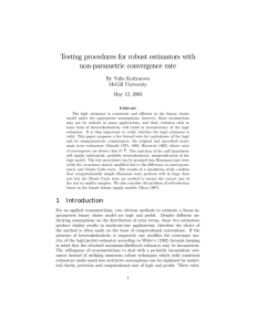 Testing procedures for robust estimators with non-parametric convergence rate By Yulia Kotlyarova
