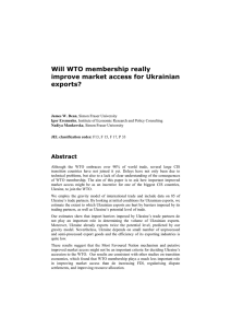 Will WTO membership really improve market access for Ukrainian exports? Abstract