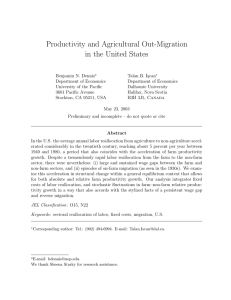 Productivity and Agricultural Out-Migration in the United States