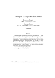 Voting on Immigration Restriction ¤ Francesco Magris EPEE, University of Evry