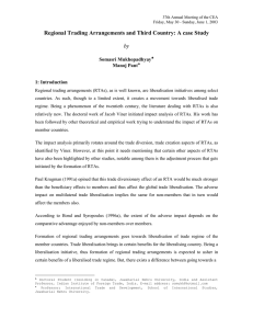 Regional Trading Arrangements and Third Country: A case Study  by y