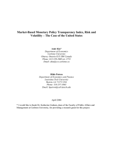 Market-Based Monetary Policy Transparency Index, Risk and