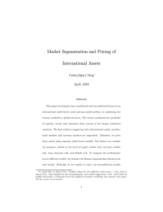 Market Segmentation and Pricing of International Assets Cathy(Qiao) Ning April, 2004