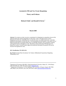 Asymmetric FDI and Tax-Treaty Bargaining:  Theory and Evidence Richard Chisik