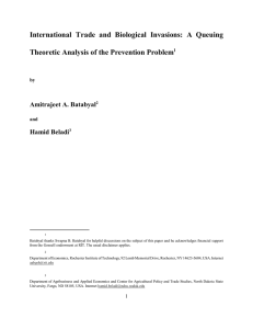 International Trade and Biological Invasions: A Queuing Amitrajeet A. Batabyal Hamid Beladi