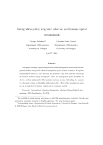Immigration policy, migrants’ selection and human capital accumulation