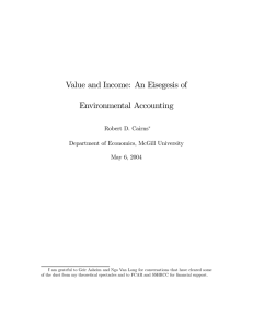 Value and Income: An Eisegesis of Environmental Accounting Robert D. Cairns