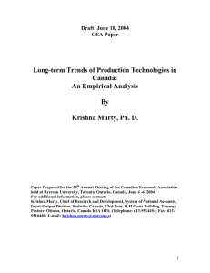 Long-term Trends of Production Technologies in Canada: An Empirical Analysis By
