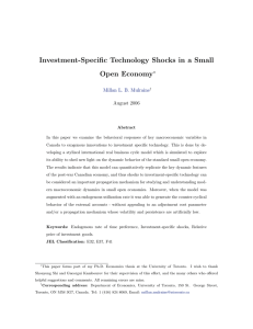 Investment-Specific Technology Shocks in a Small Open Economy ∗ August 2006