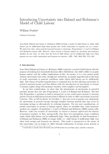 Introducing Uncertainty into Baland and Robinson’s Model of Child Labour William Pouliot