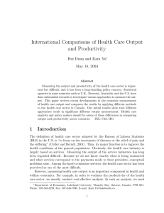 International Comparisons of Health Care Output and Productivity May 18, 2004