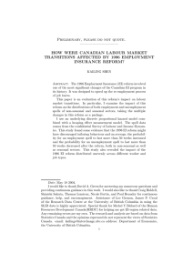 Preliminary, please do not quote. ————————— HOW WERE CANADIAN LABOUR MARKET