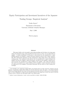 Equity Participation and Investment Incentives of the Japanese ∗ Noriko Ozawa