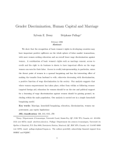 Gender Discrimination, Human Capital and Marriage Sylvain E. Dessy St´ephane Pallage