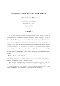Integration of the Mexican Stock Market Abstract Alonso Gomez Albert ∗