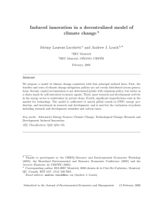 Induced innovation in a decentralized model of climate change ⋆ ∗ J´er´emy Laurent-Lucchetti