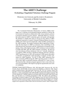 The ARET Challenge Evaluating a Negotiated Voluntary Challenge Program W A