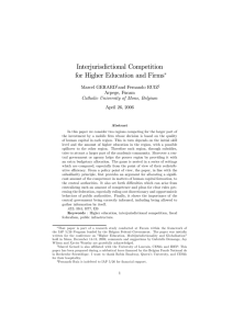 Interjurisdictional Competition for Higher Education and Firms ∗ Marcel GERARD